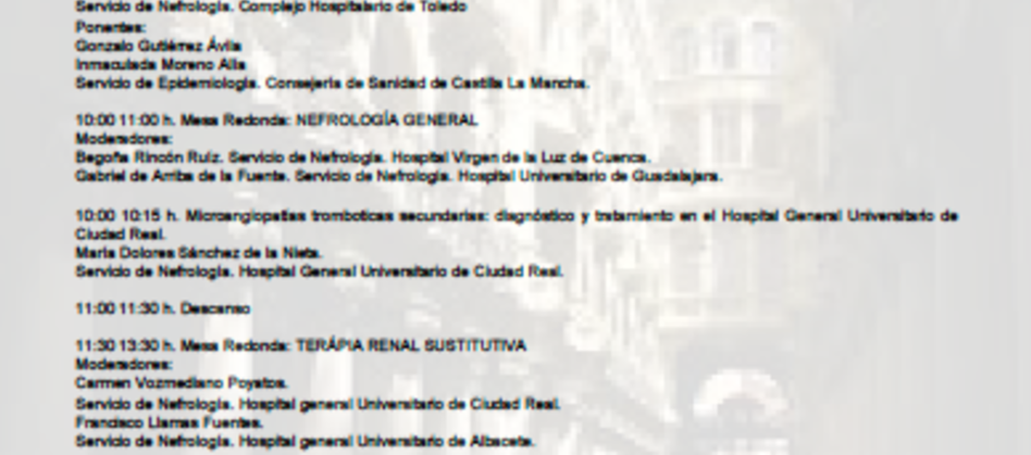 CONGRESO DE LA SOCIEDAD CASTELLANOMANCHEGA DE NEFROLOGÍA 2019